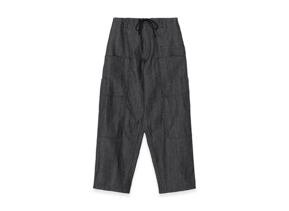WILDSIDE YOHJI YAMAMOTO 10oz Denim Multi Pocket Draw String Pants "Black"
