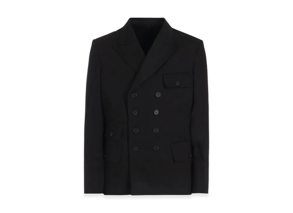 WILDSIDE YOHJI YAMAMOTO Cotton Chino Double Breasted Jacket "Black"