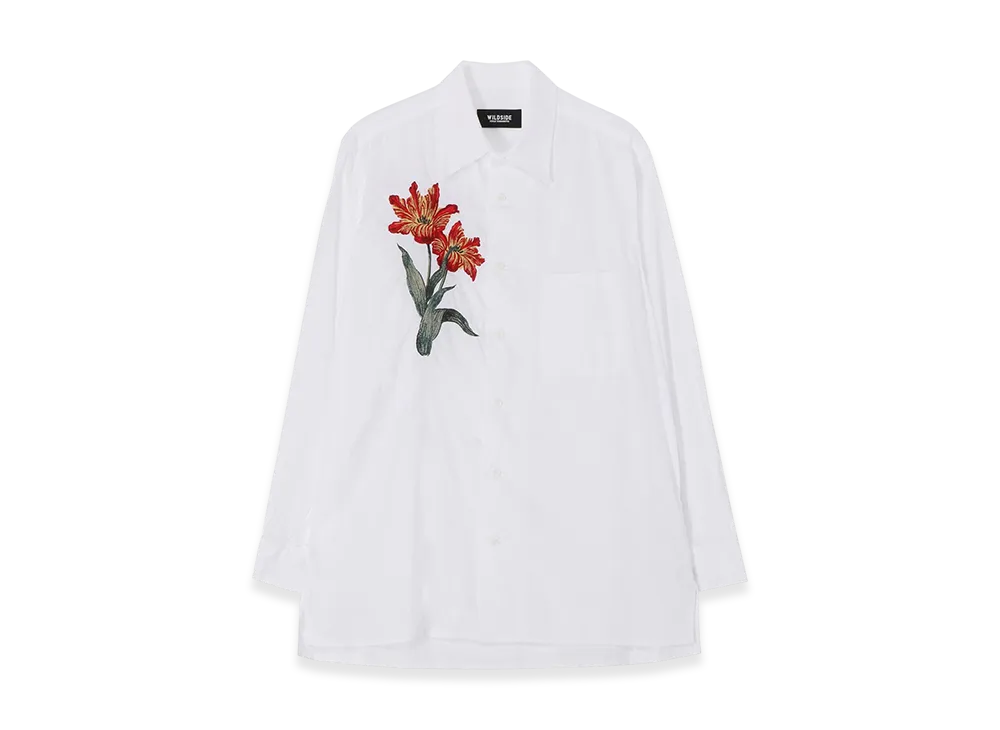 WILDSIDE YOHJI YAMAMOTO Flower Embroidery Shirt "White"