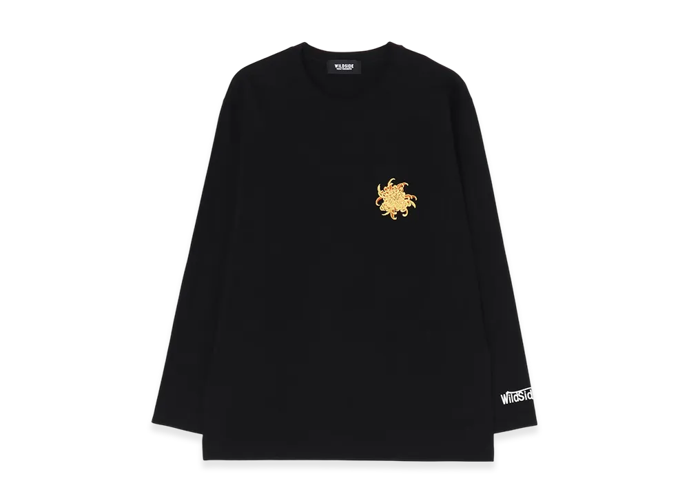 WILDSIDE YOHJI YAMAMOTO Embroidery Long Sleeve T-Shirt (Chrysanthemum) "Black"