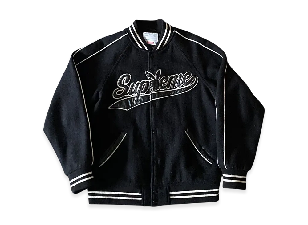 Supreme x Playboy Wool Varsity Jacket (17FW) "Black"
