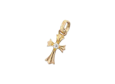 Chrome Hearts 22K CH Cross Baby Fat Charm (1 Diamond On Each Side) "Yellow Gold"