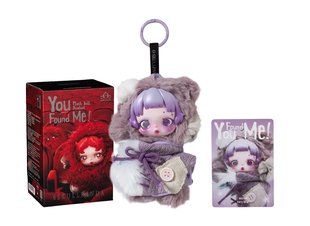 POP MART SKULLPANDA You Found Me! Series Plush Doll Pendant Ratty Bear