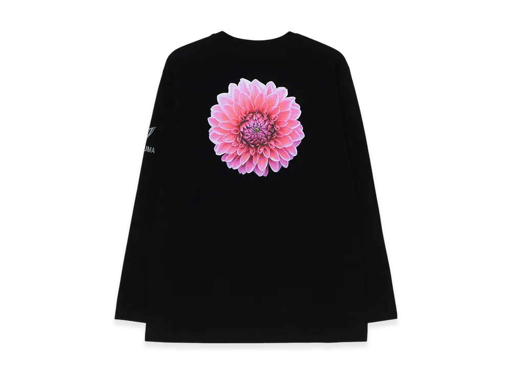 WILDSIDE YOHJI YAMAMOTO Pink Dahlia Long Sleeve T-Shirt "Black"