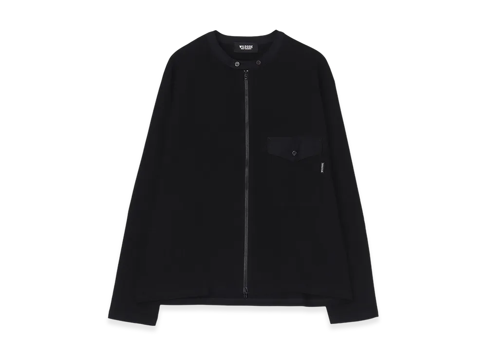 WILDSIDE YOHJI YAMAMOTO Cotton Jersey Full Zip Long Sleeve T-Shirt "Black"