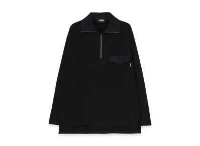 WILDSIDE YOHJI YAMAMOTO Cotton Jersey Half Zip Long Sleeve T-Shirt "Black"