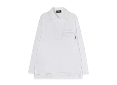WILDSIDE YOHJI YAMAMOTO Cotton Jersey Half Zip Long Sleeve T-Shirt "White"