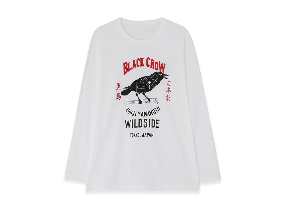 WILDSIDE YOHJI YAMAMOTO Wildside Black Crow Hunting Long Sleeve T-Shirt "White"