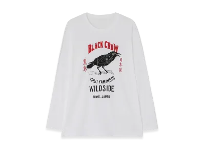 WILDSIDE YOHJI YAMAMOTO Wildside Black Crow Hunting Long Sleeve T-Shirt "White"