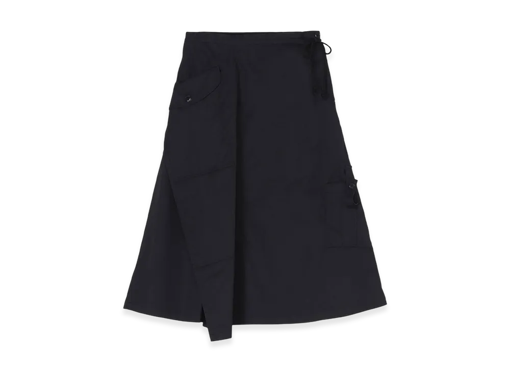 WILDSIDE YOHJI YAMAMOTO T/C Twill Drawstring Asymmetry Skirt "Black"