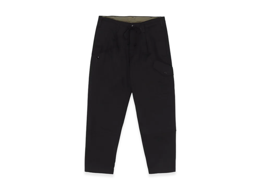 WILDSIDE YOHJI YAMAMOTO Cotton Chino Patch Cloth 1Tuck Pants "Black"