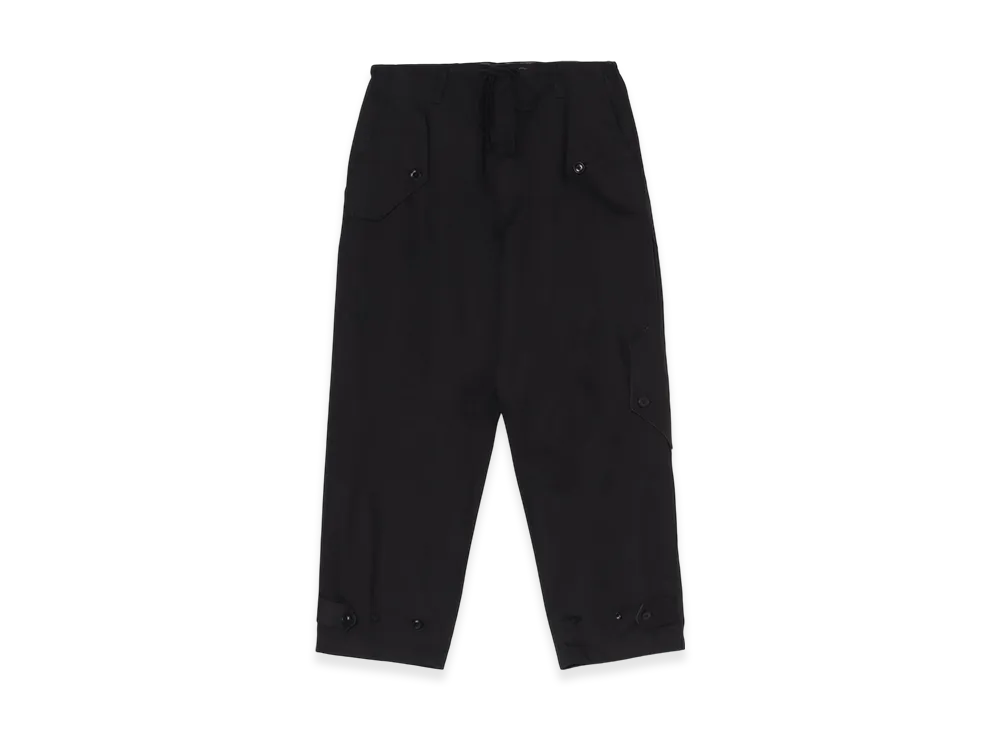 WILDSIDE YOHJI YAMAMOTO Cotton Chino Flap Pocket Drawstring Pants "Black"