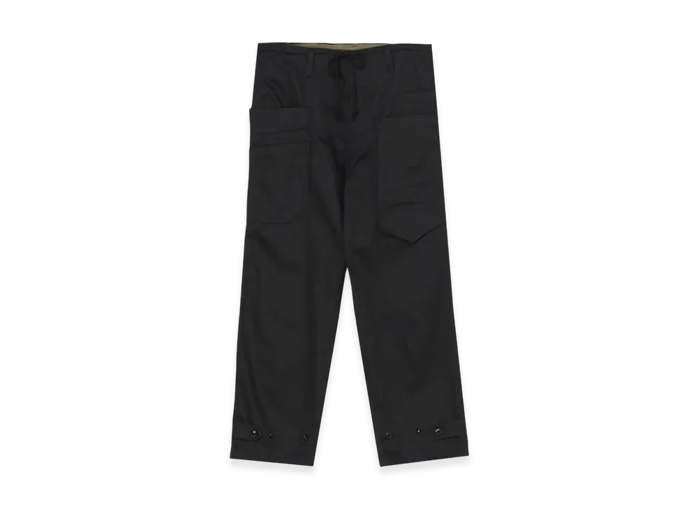 WILDSIDE YOHJI YAMAMOTO Cotton Chino Asymmetry Pocket Drawstring Pants "Black"