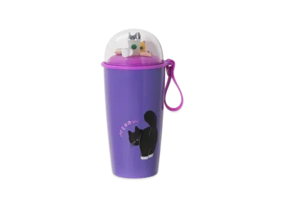 STARBUCKS Seasonal Goods "Playful Halloween Cat" Halloween 2025 Cup Shape Stainless Bottle Cat 355ml "Purple"