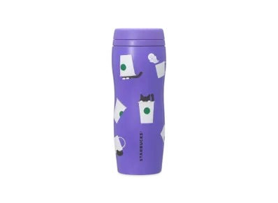 STARBUCKS Seasonal Goods "Playful Halloween Cat" Halloween 2025 Carved Stainless Bottle Cat 355ml "Purple"
