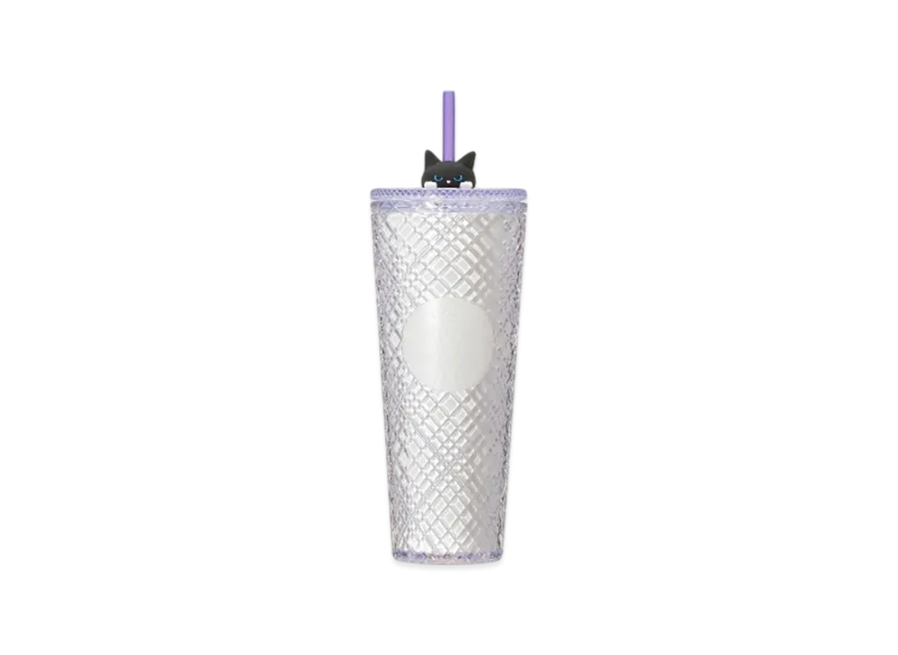STARBUCKS Seasonal Goods "Playful Halloween Cat" Halloween 2025 Logo Cold Cup Tumbler Glow in the Dark 710ml "Clear/Purple"