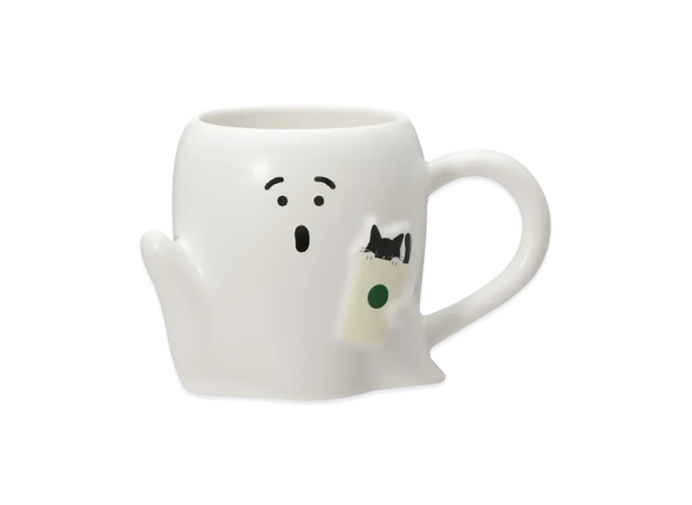 STARBUCKS Seasonal Goods "Playful Halloween Cat" Halloween 2025 Mug Ghost Glow in the Dark 355ml "White"