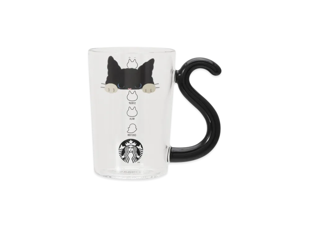 STARBUCKS Seasonal Goods "Playful Halloween Cat" Halloween 2025 Heat-Resistant Glass Mug Cat 296ml "Clear/Black"