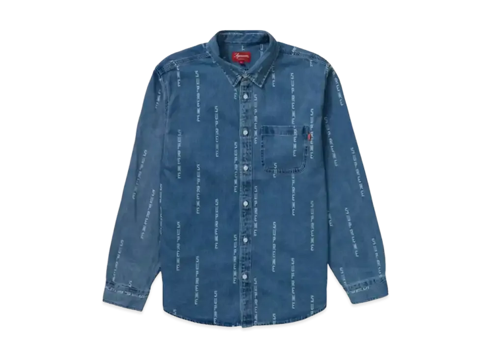 Supreme Logo Stripe Jacquard Denim Shirt (20FW) "Blue"