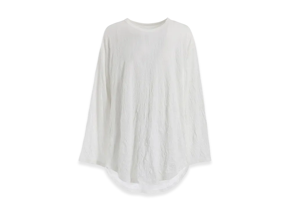 Ground Y Catch Washer Hem Round Jumbo T-Shirt Long Sleeves "White"