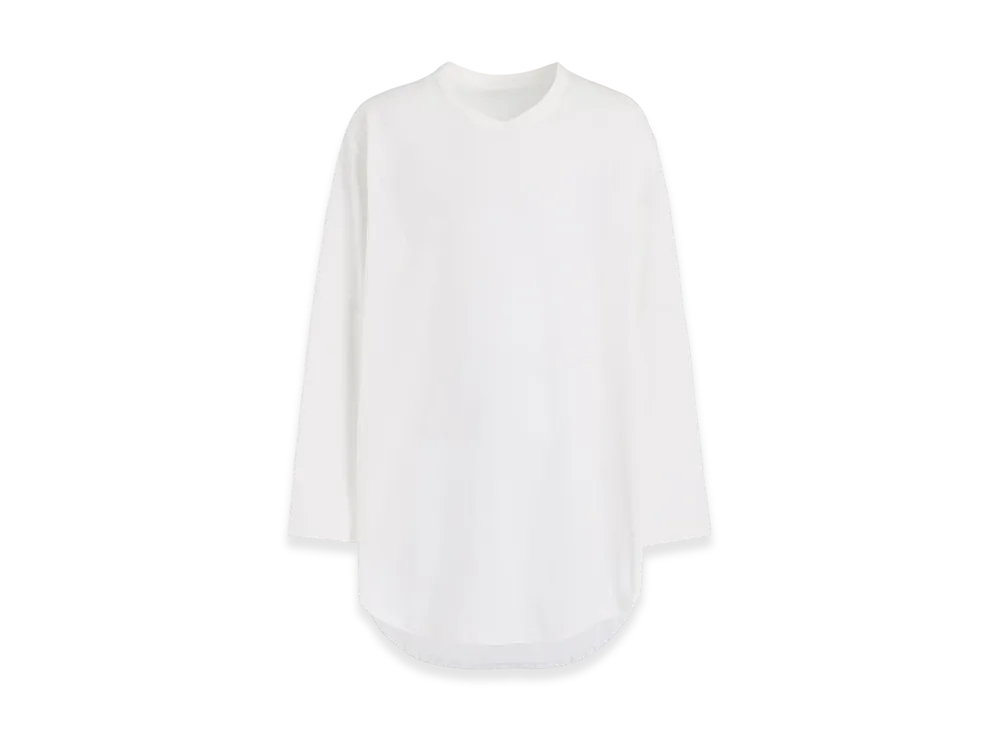 Ground Y Cotton Jersey Hem Round Jumbo T-Shirt Long Sleeves "White"