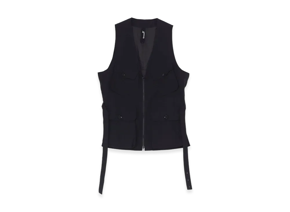 Ground Y Nylon Weather Side Zip Military Vest "Black"