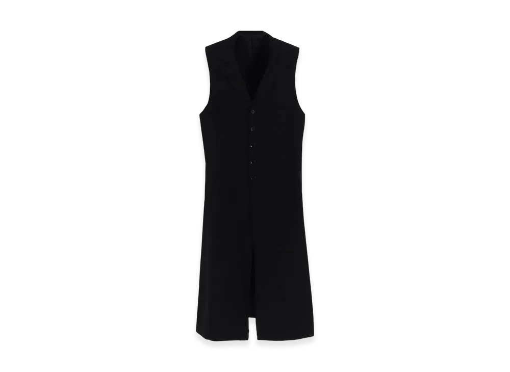 Ground Y Wool Gabardine Single Long Vest "Black"