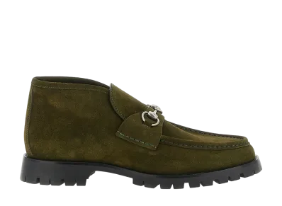 GUCCI Ankle Boot with Horsebit "Dark Green Suede"