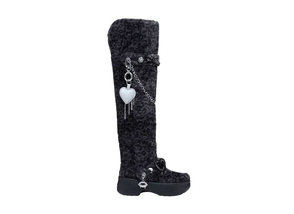 Crocs Women's Classic Unfurgettable Leopard Knee High Boot "Black/Leopard"
