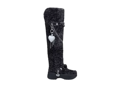 Crocs Women's Classic Unfurgettable Leopard Knee High Boot "Black/Leopard"