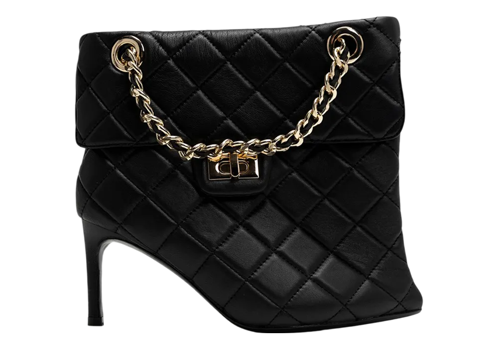 メゾンミハラヤスヒロ ウィメンズ キルティングバッグディテール ピンヒール ショートブーツ "ブラック" (B15FW716)