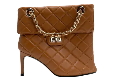 Maison MIHARA YASUHIRO Women's Quilted Bag Detail Pin Heel Short Boots "Brown"