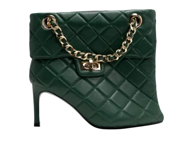 Maison MIHARA YASUHIRO Women's Quilted Bag Detail Pin Heel Short Boots "Green"