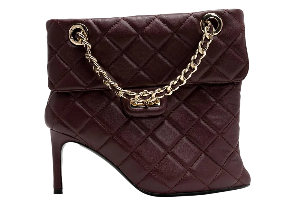 メゾンミハラヤスヒロ ウィメンズ キルティングバッグディテール ピンヒール ショートブーツ "ボルドー" (B15FW716)