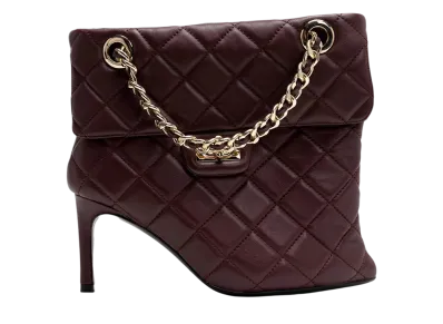 Maison MIHARA YASUHIRO Women's Quilted Bag Detail Pin Heel Short Boots "Bordeaux"