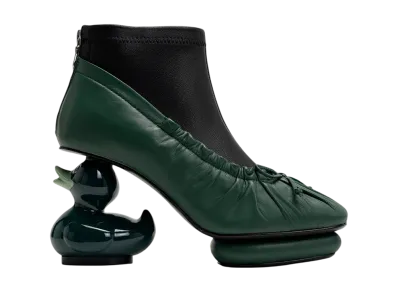 Maison MIHARA YASUHIRO Women's Duck Heel Ballet Boots "Green"