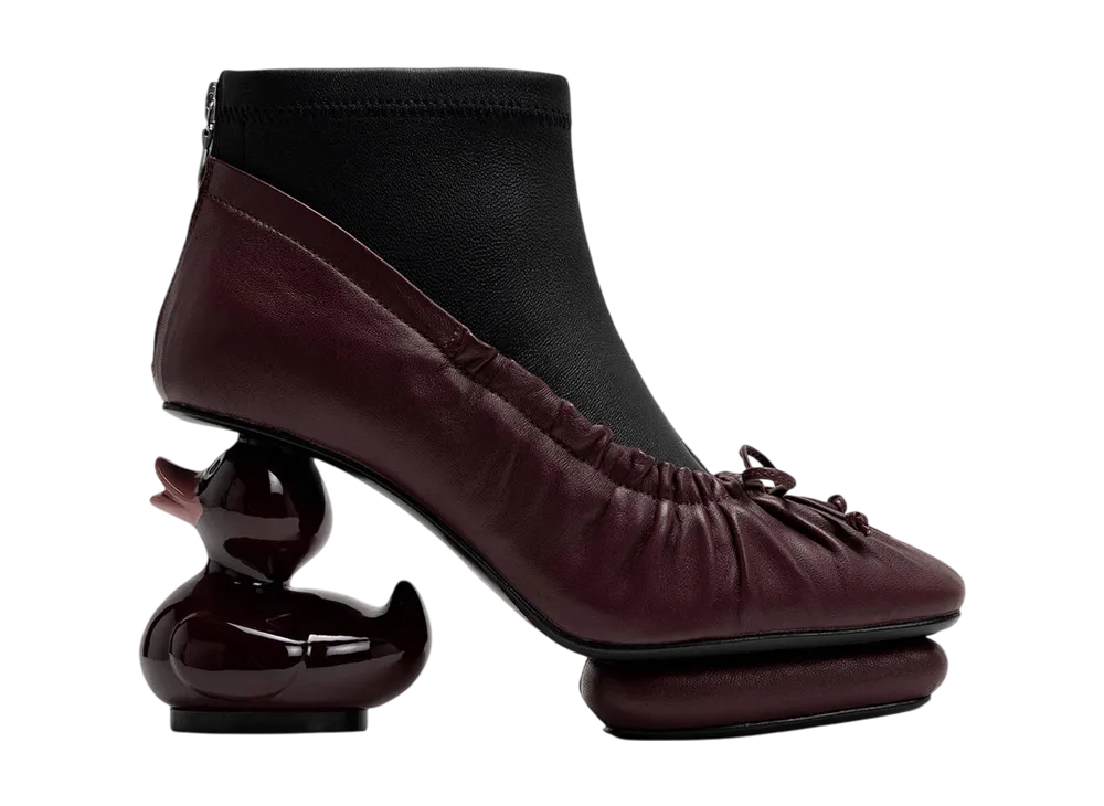 メゾンミハラヤスヒロ ウィメンズ ダック ヒール バレー ブーツ "ボルドー" (B15FW704)