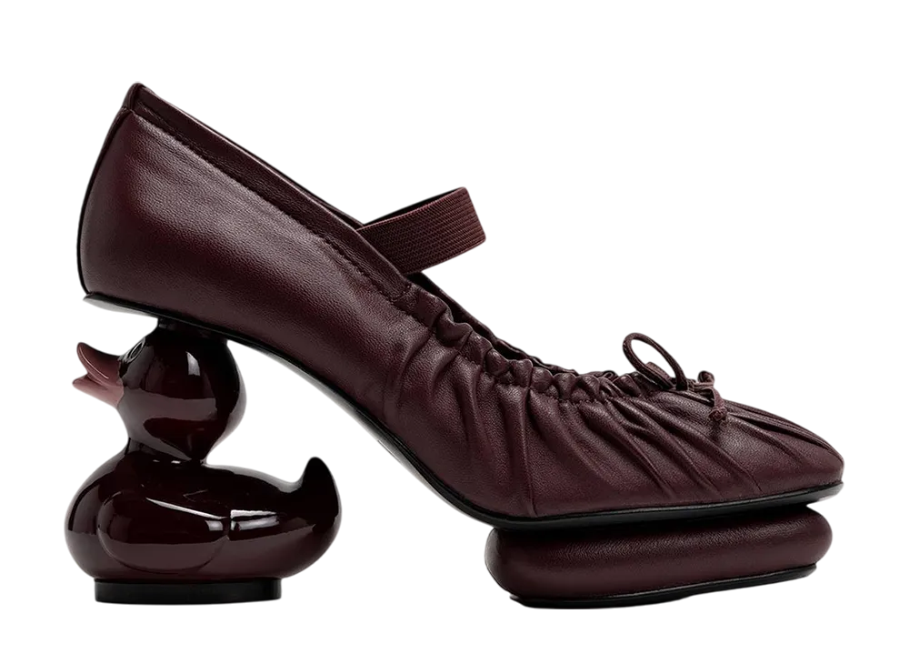 Maison MIHARA YASUHIRO Women's Duck Heel Ballet Shoes "Bordeaux"