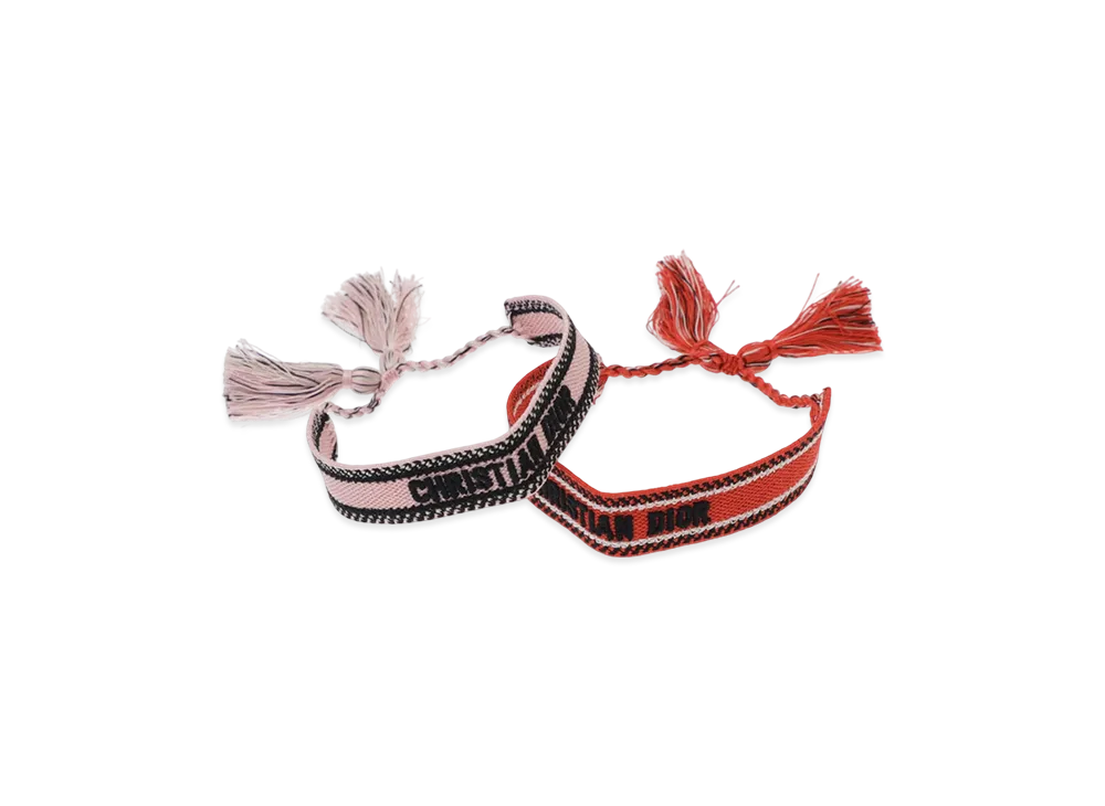 ディオール オブリーク コットン J'ADIOR ブレスレット セット "レッド/ピンク" B0961ADRCO-02K