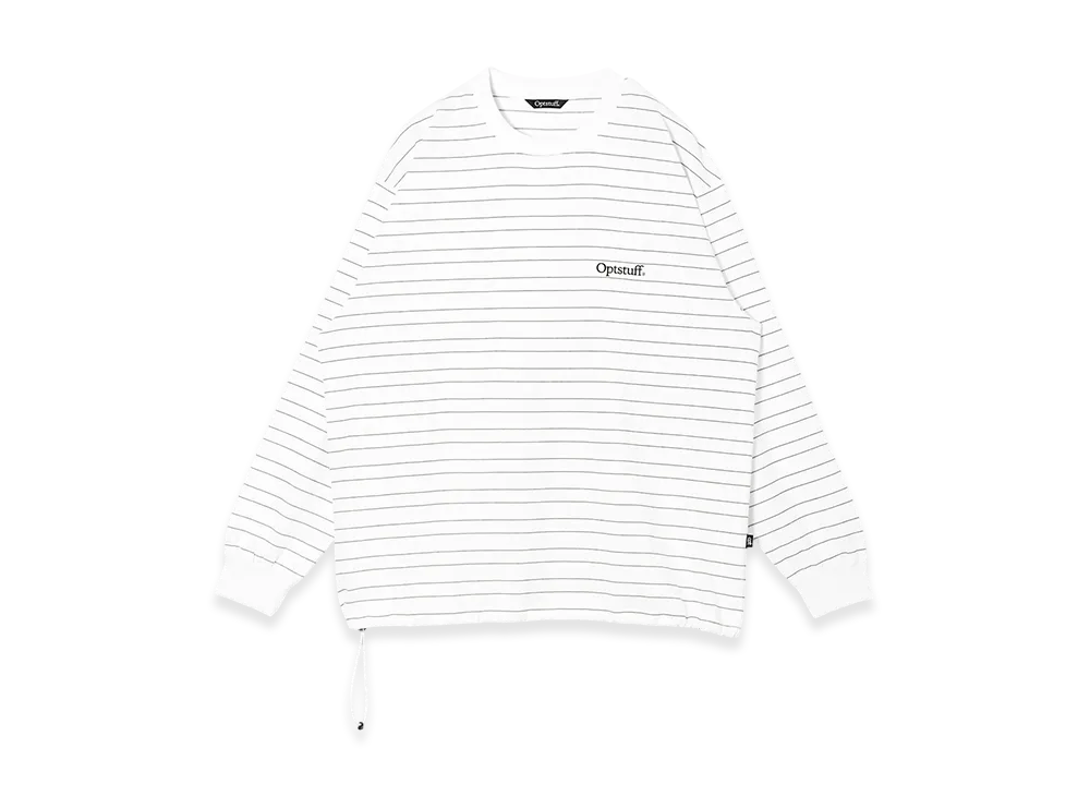 オプトスタフ ドローストリング クラシック ボーダー ロングスリーブ Tシャツ "ホワイト"