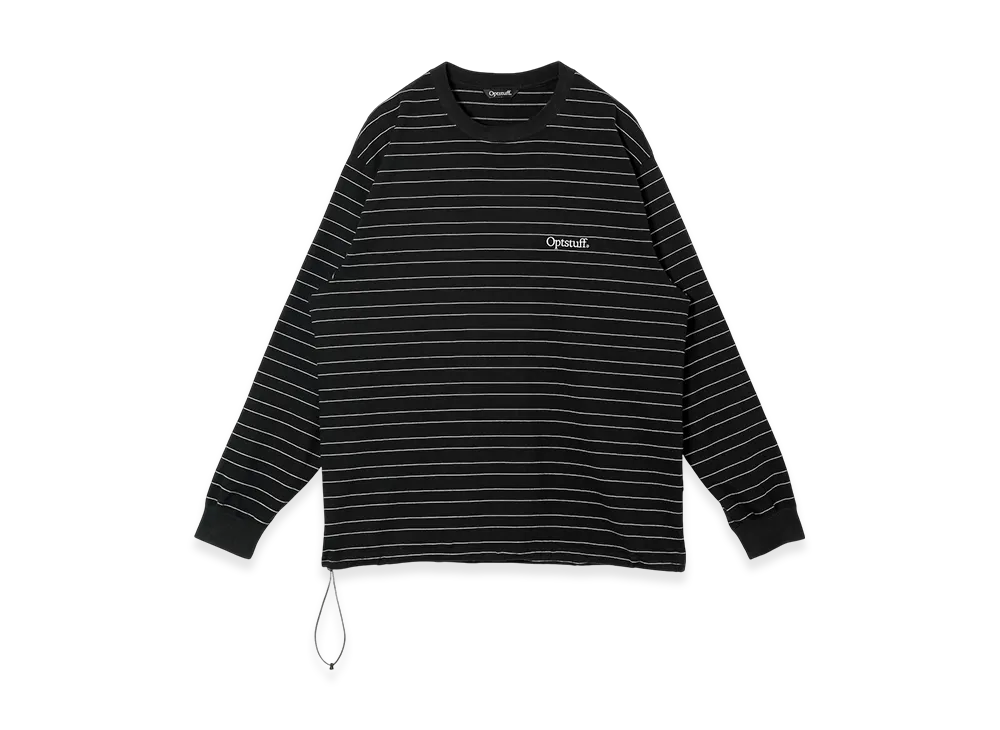 トップス OPTSTUFF DRAWSTRING BORDER T-SHIRT L OPTSTUFF] DRAWSTRING CLASSIC BORDER LONG SLEEVE T-SHIRT