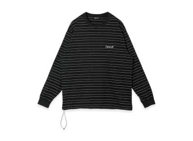 Optstuff Drawstring Classic Border Long Sleeve T-Shirt "Black"