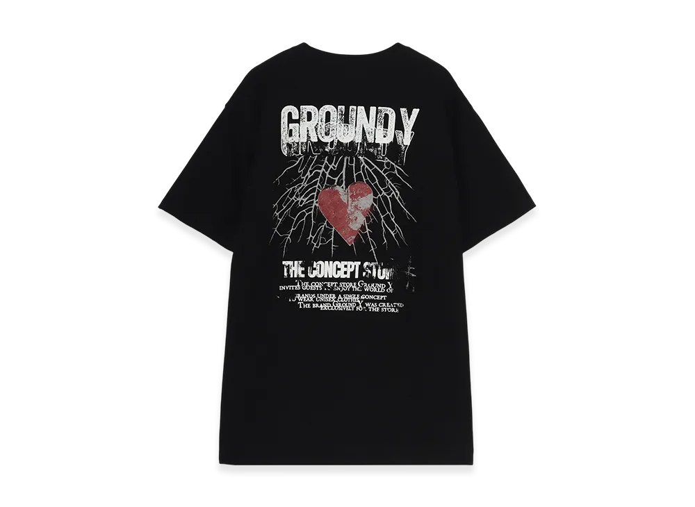 Ground Y Cotton Jersey Heart Graphic T-Shirt "Black"