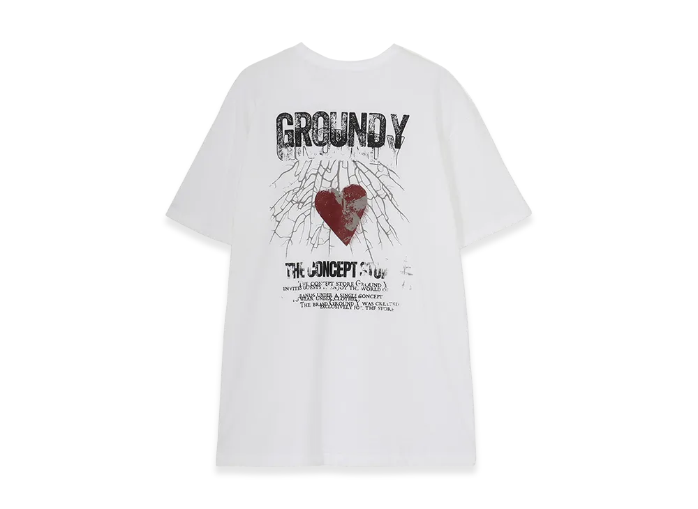 Ground Y Cotton Jersey Heart Graphic T-Shirt "White"