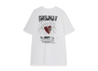 Ground Y Cotton Jersey Heart Graphic T-Shirt "White"