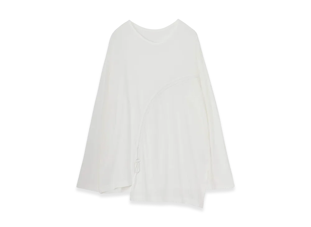 Ground Y C/Mo Jersey Curved Crawcord Long Sleeved T-Shirt "White"