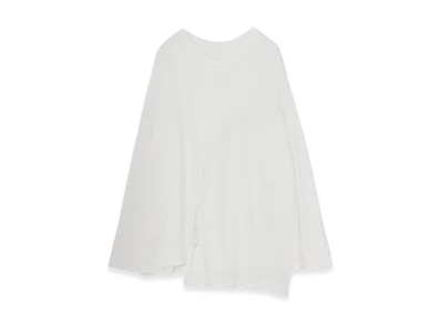 Ground Y C/Mo Jersey Curved Crawcord Long Sleeved T-Shirt "White"