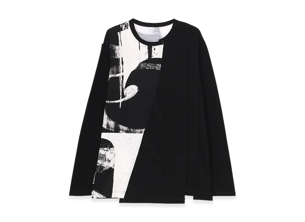 Ground Y Silkette Jersey Number Pattern Tsujikiri Long Sleeved T-Shirt "Black/White"