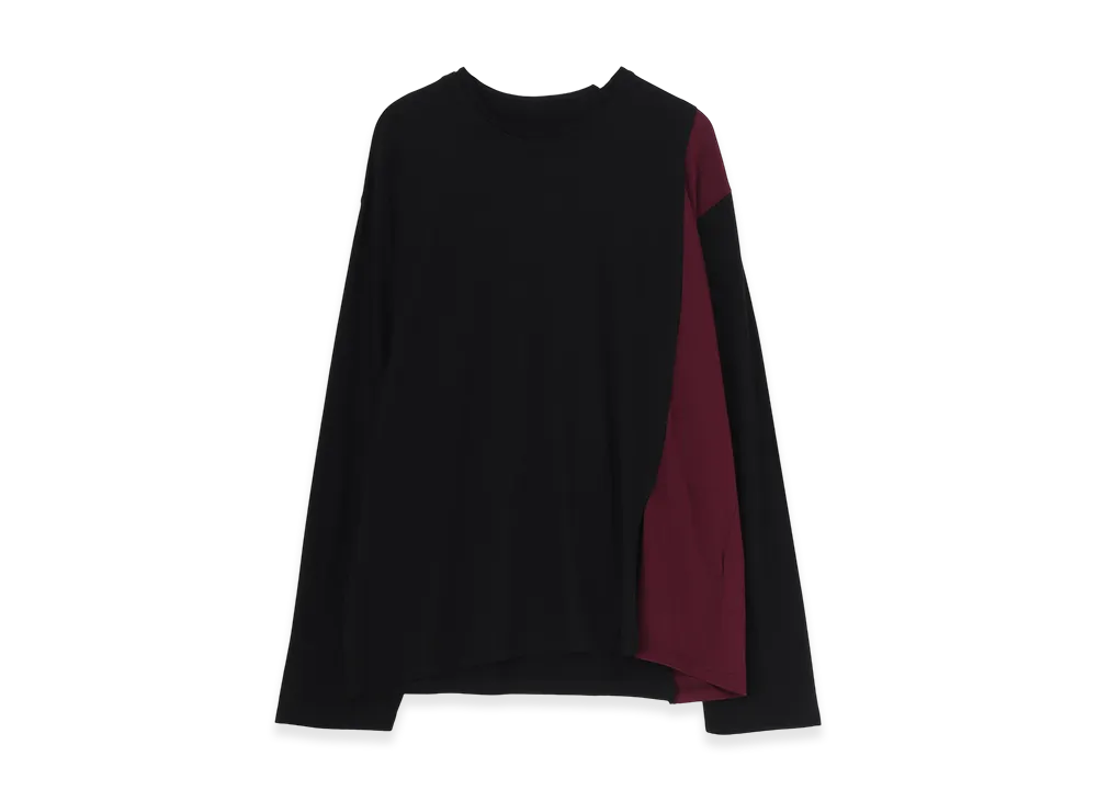 Ground Y C/Mo Jersey Combination Mix Block Long Sleeved T-Shirt "Black/Purple"