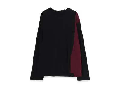 Ground Y C/Mo Jersey Combination Mix Block Long Sleeved T-Shirt "Black/Purple"